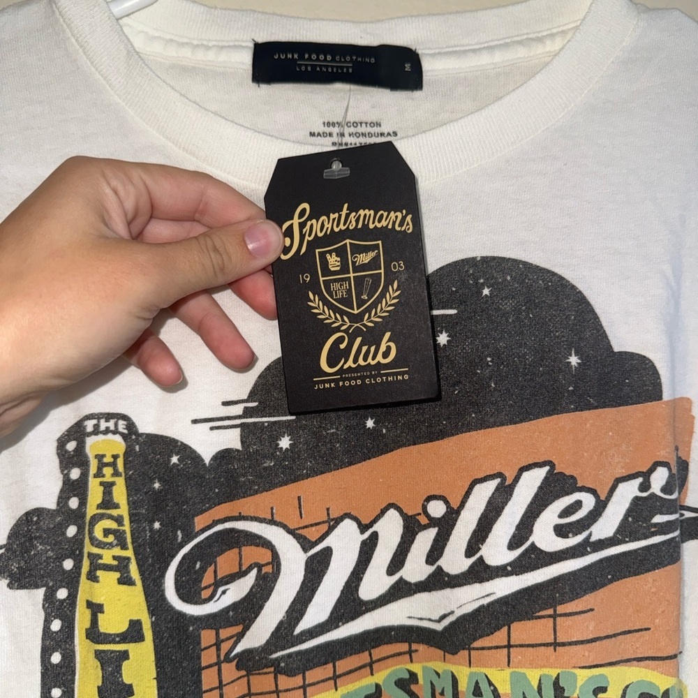 Junk Food Clothing Closet Miller High Life Sportsman's Club Tee Size M NWT $45 - Picture 7 of 9
